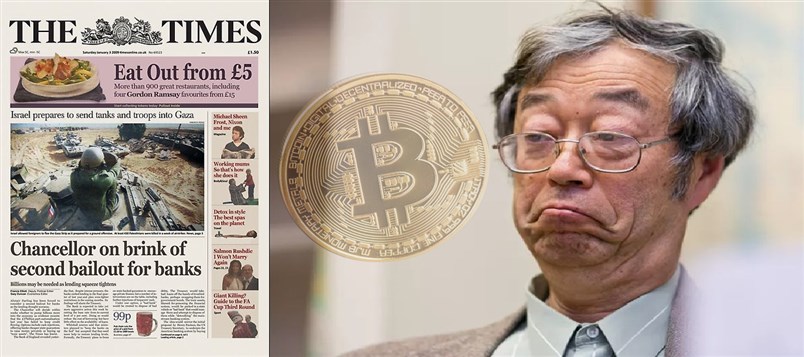 Pseudônimo Satoshi Nakamoto introduziu o The Times no primeiro bloco de bitcoins